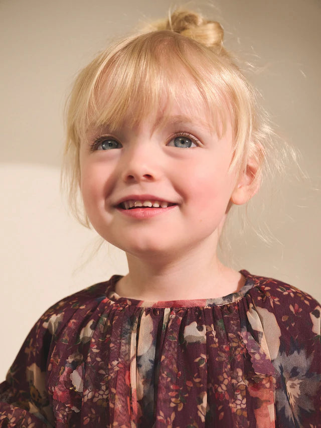 |Girl| Vestido De Malha Roxo De Manga Comprida (3 meses a 7 anos)