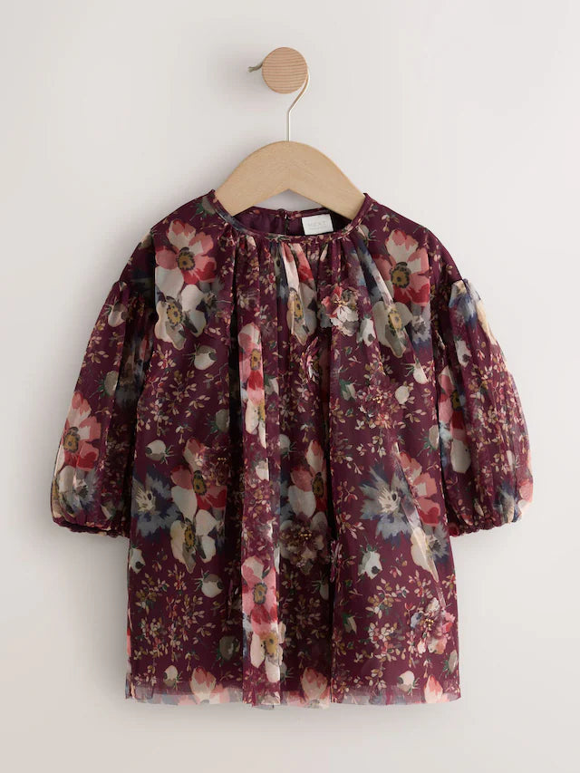 |Girl| Vestido De Malha Roxo De Manga Comprida (3 meses a 7 anos)