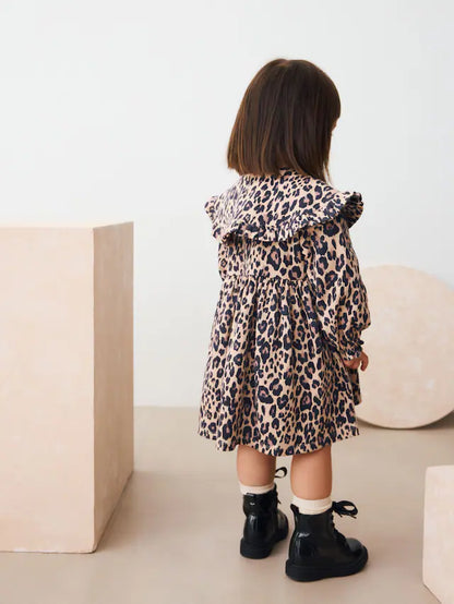 |Girl| Vestido De Gola Longa Com Estampa De Oncinha (3 meses a 7 anos)