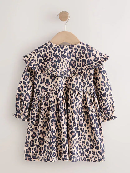 |Girl| Vestido De Gola Longa Com Estampa De Oncinha (3 meses a 7 anos)