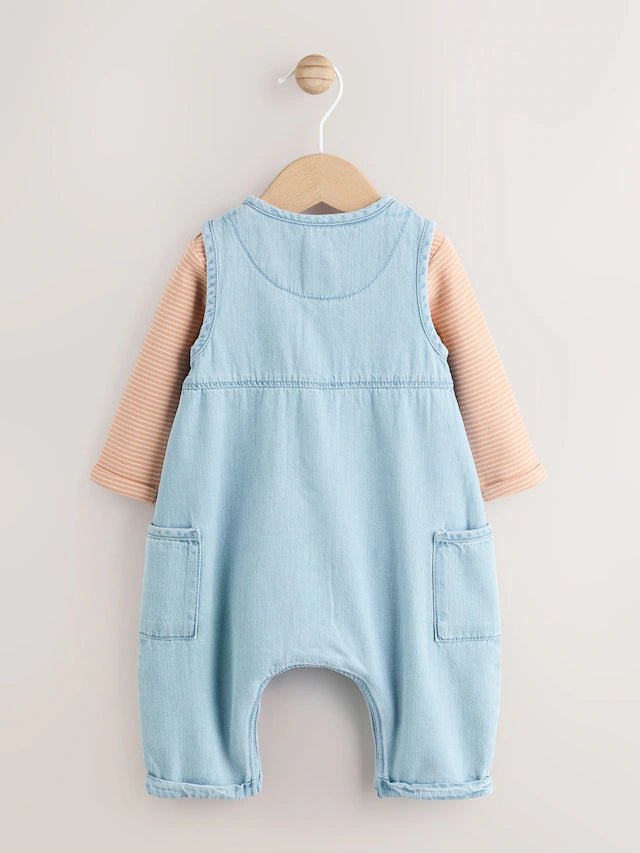 |BabyBoy| Conjunto De Macacão e Macacão Azul Jeans Para Bebê (0 meses a 2 anos)