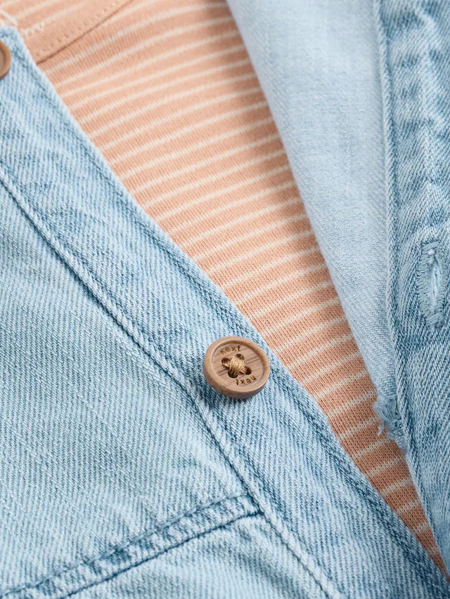 |BabyBoy| Conjunto De Macacão e Macacão Azul Jeans Para Bebê (0 meses a 2 anos)