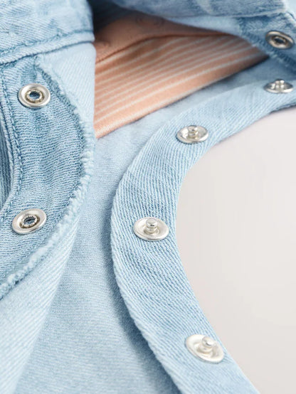 |BabyBoy| Conjunto De Macacão e Macacão Azul Jeans Para Bebê (0 meses a 2 anos)