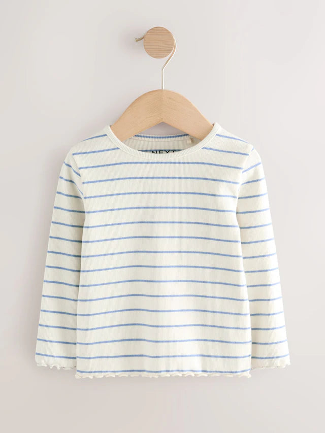 |Girl| Blusas Caneladas De Manga Comprida Rainbow Spot, Pacote Com 5 (3 meses a 7 anos)