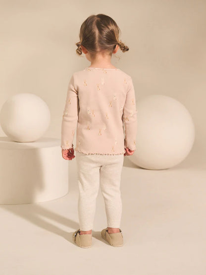 |Girl| Blusas Caneladas De Manga Comprida Neutras, Pacote Com 5 (3 meses a 7 anos)