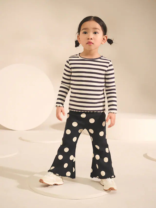 |Girl| Blusas Caneladas De Manga Comprida Pretas/Brancas, Pacote Com 5 (3 meses a 7 anos)