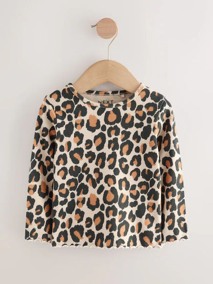 |Girl| Blusas Caneladas De Manga Comprida Pretas/Brancas, Pacote Com 5 (3 meses a 7 anos)