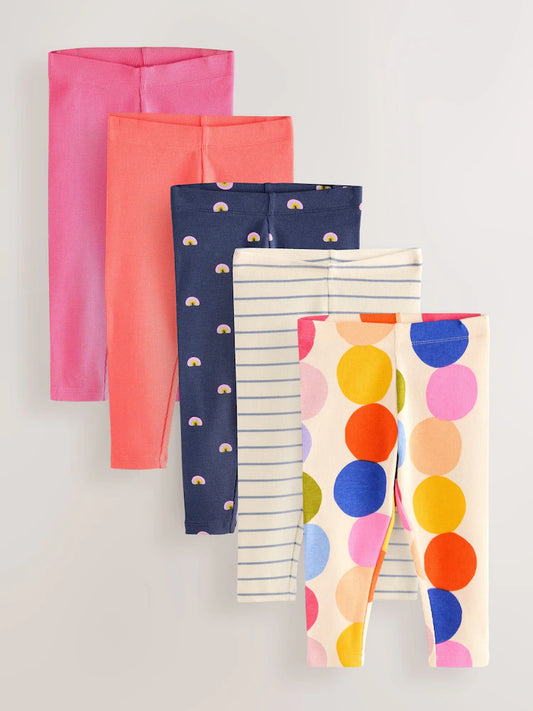 |Girl| Pacote Com 5 Leggings Caneladas Arco-íris (3 meses a 7 anos)