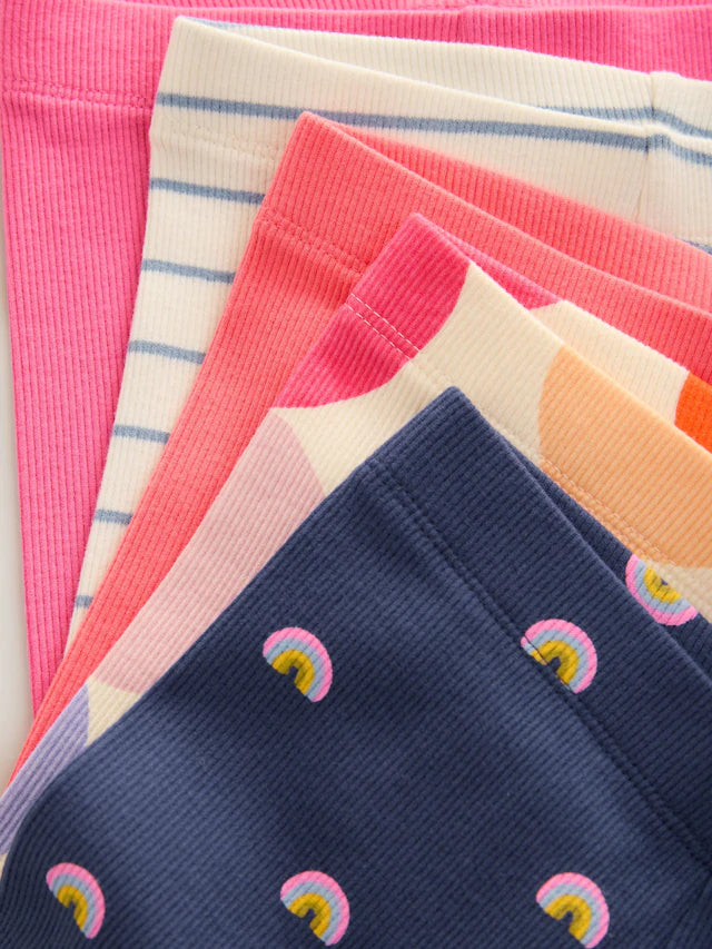|Girl| Pacote Com 5 Leggings Caneladas Arco-íris (3 meses a 7 anos)