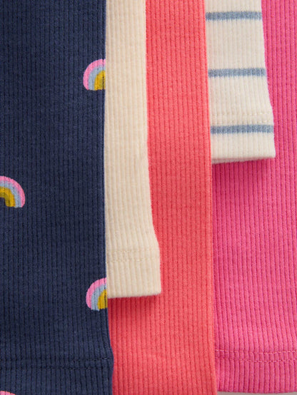 |Girl| Pacote Com 5 Leggings Caneladas Arco-íris (3 meses a 7 anos)