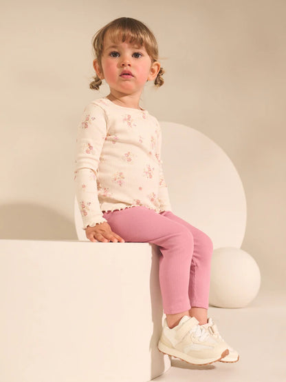 |Girl| Conjunto De Blusa e Legging Rosa, Pacote Com 3 (3 meses a 7 anos)