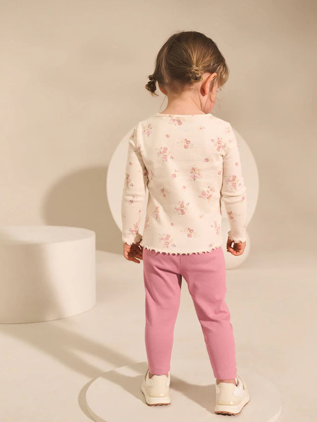 |Girl| Conjunto De Blusa e Legging Rosa, Pacote Com 3 (3 meses a 7 anos)