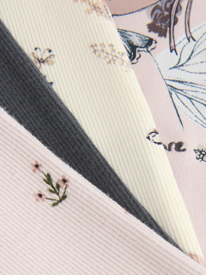 |Girl| Conjunto De Blusa Preta/Branca e Leggings Boca De Sino, Pacote Com 2 (3 meses a 7 anos)