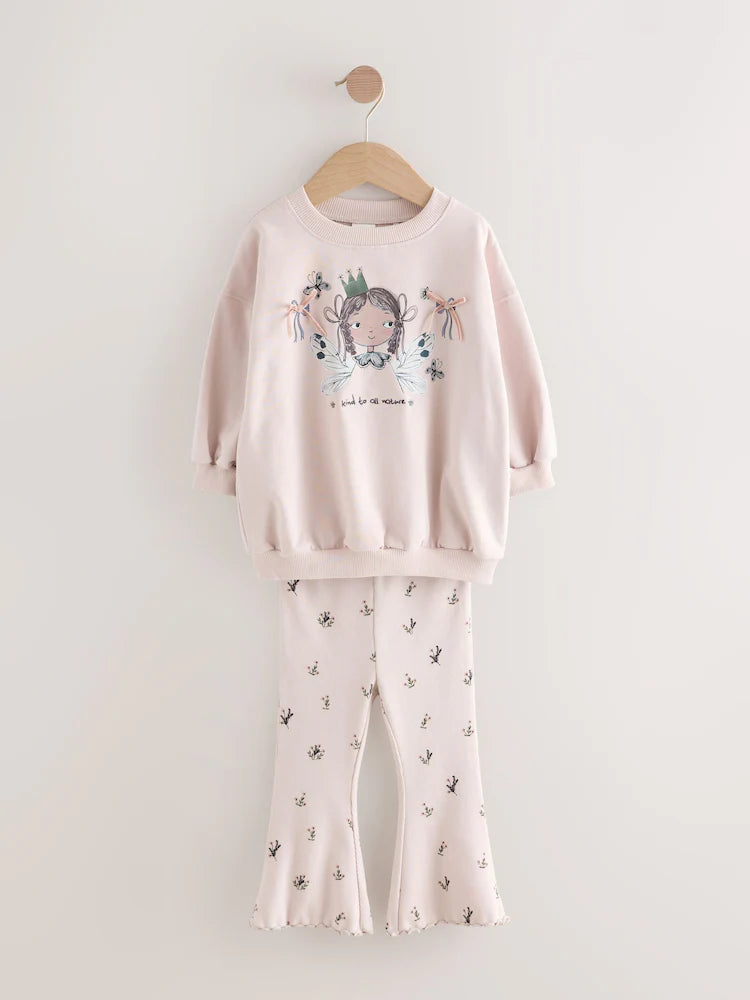 |Girl| Conjunto De Blusa Preta/Branca e Leggings Boca De Sino, Pacote Com 2 (3 meses a 7 anos)