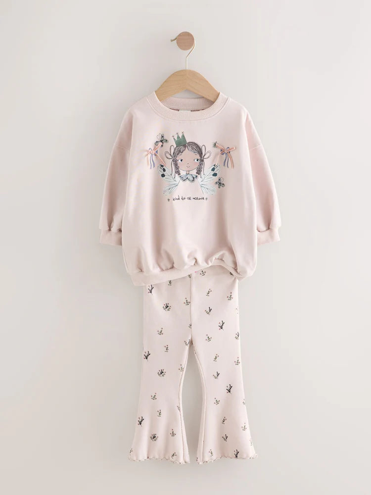 |Girl| Conjunto De Blusa Preta/Branca e Leggings Boca De Sino, Pacote Com 2 (3 meses a 7 anos)