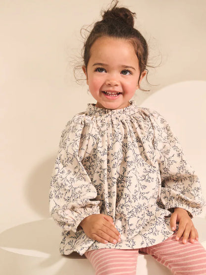 |Girl| Blusas Bordadas De Manga Comprida Rosa/Neutras (3 meses a 7 anos)