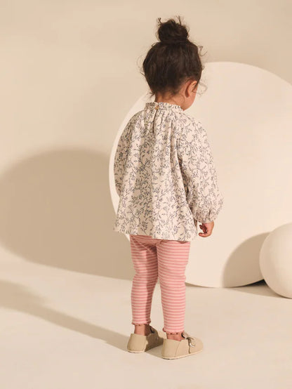 |Girl| Blusas Bordadas De Manga Comprida Rosa/Neutras (3 meses a 7 anos)