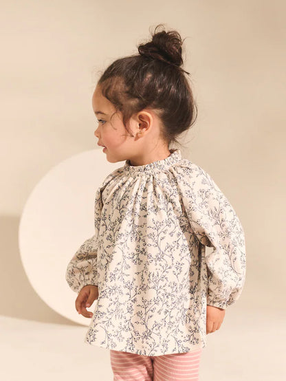 |Girl| Blusas Bordadas De Manga Comprida Rosa/Neutras (3 meses a 7 anos)