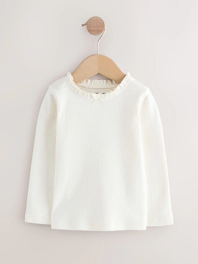 |Girl| Blusas Bordadas De Manga Comprida Rosa/Neutras (3 meses a 7 anos)