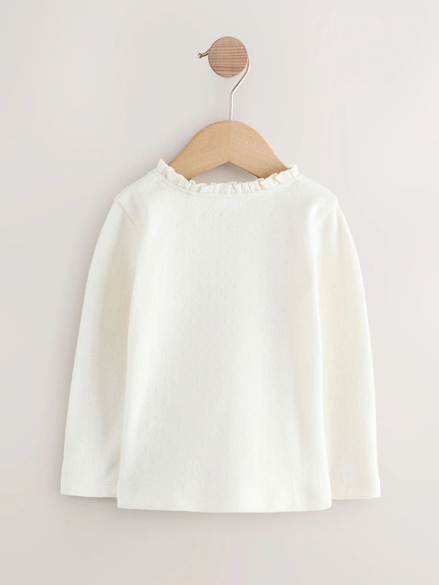 |Girl| Blusas Bordadas De Manga Comprida Rosa/Neutras (3 meses a 7 anos)