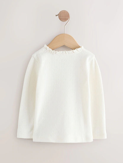 |Girl| Blusas Bordadas De Manga Comprida Rosa/Neutras (3 meses a 7 anos)