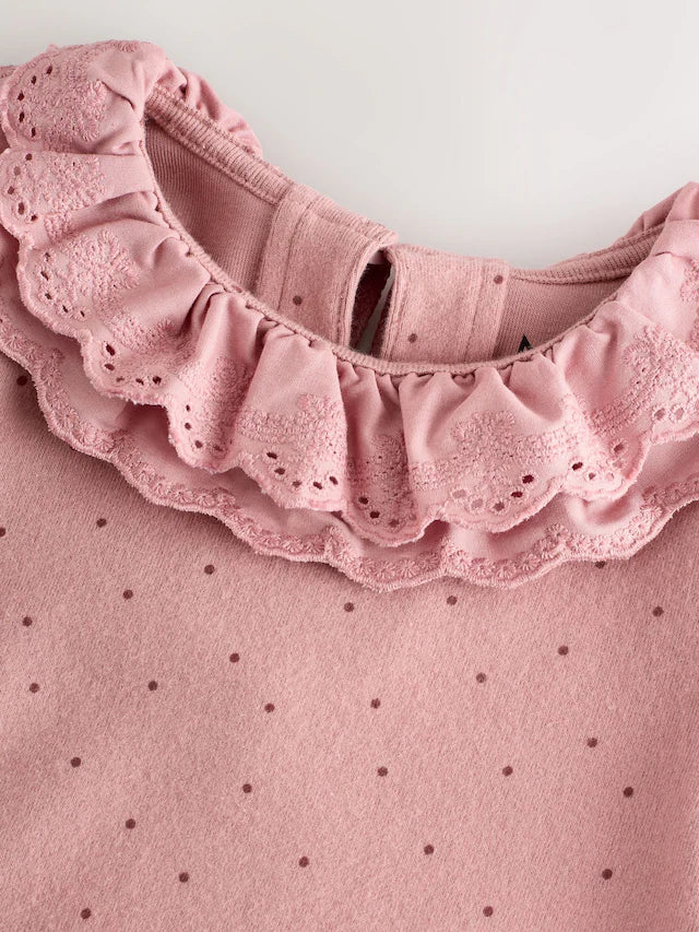 |Girl| Blusas Bordadas De Manga Comprida Rosa/Neutras (3 meses a 7 anos)