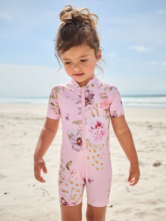 |Girl| Maiô Sunsafe Floral Rosa (3 meses a 10 anos)