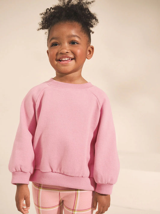 |Girl| Moletom Rosa Rosa Crew (3 meses a 7 anos)