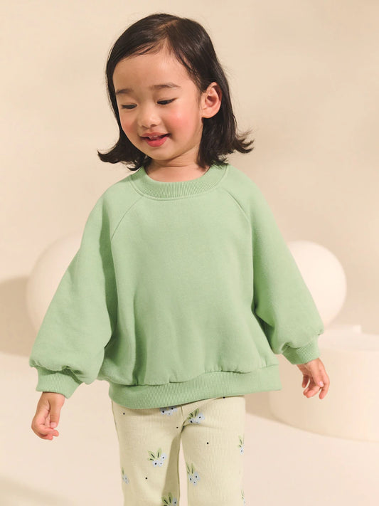 |Girl| Moletom Sage Green Crew (3 meses a 7 anos)