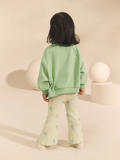 |Girl| Moletom Sage Green Crew (3 meses a 7 anos)