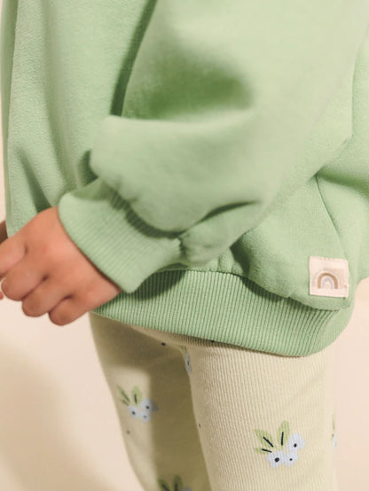 |Girl| Moletom Sage Green Crew (3 meses a 7 anos)