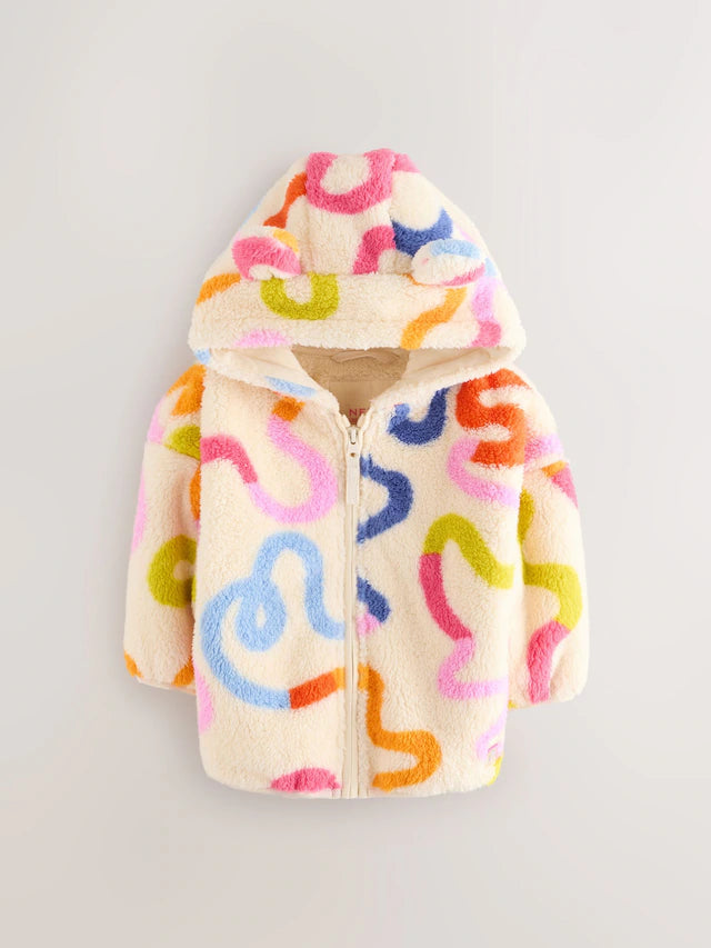 |Girl| Fleece Com Zíper e Arco-íris Creme (3 meses a 7 anos)