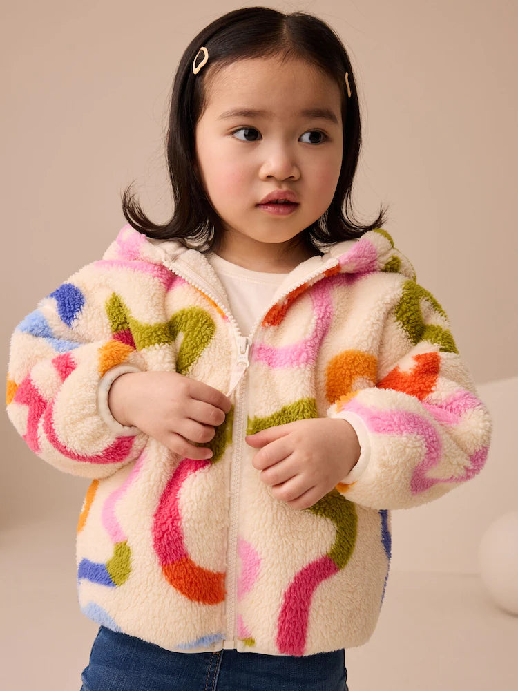 |Girl| Fleece Com Zíper e Arco-íris Creme (3 meses a 7 anos)