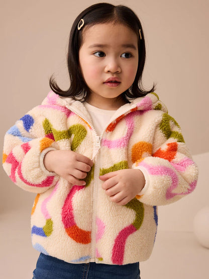 |Girl| Fleece Com Zíper e Arco-íris Creme (3 meses a 7 anos)