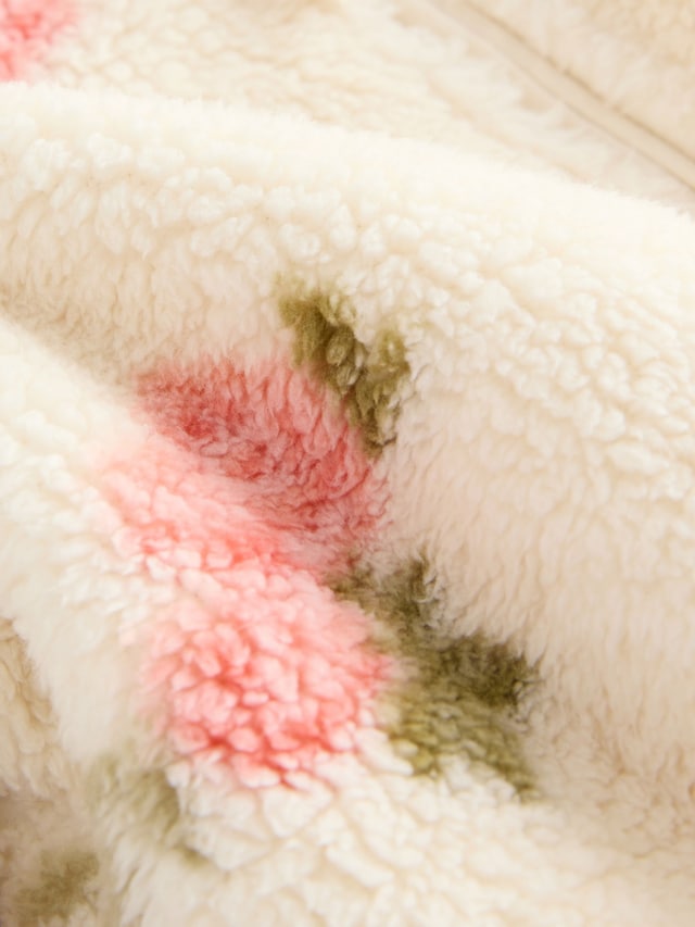 |Girl| Blusa De Lã Com Zíper e Estampa Floral Creme (3 meses a 7 anos)