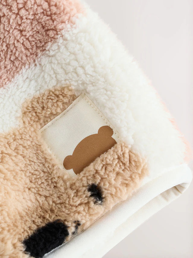 |Girl| Casaco De Lã Com Zíper e Estampa De urso De Pelúcia Marrom (3 meses a 7 anos)