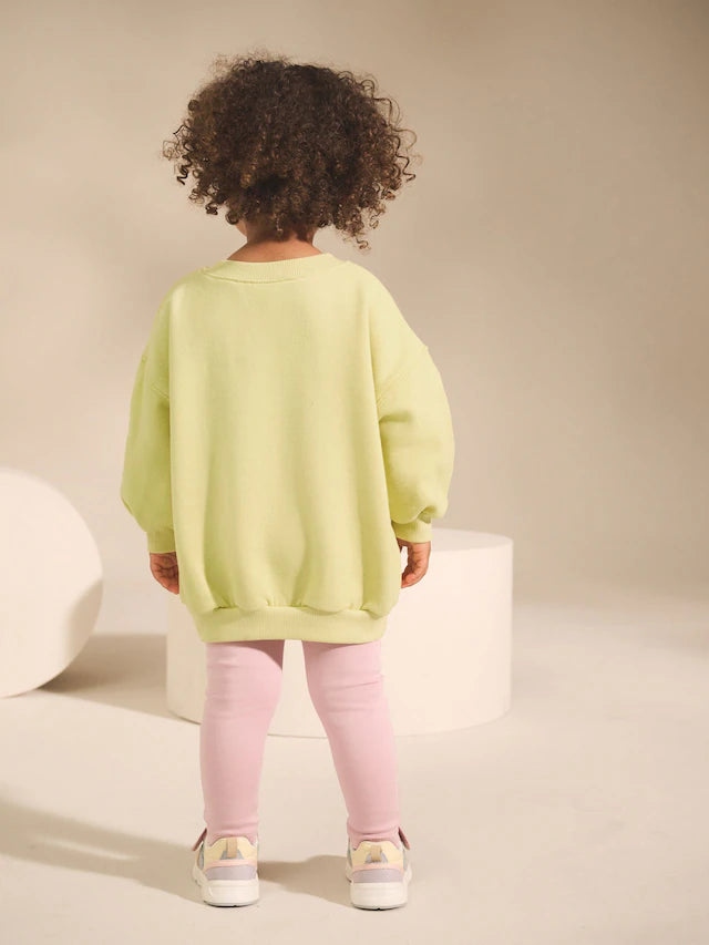 |Girl| Moletom Com Gola Redonda e Estampa De Maçã Verde-Limão (3 meses a 7 anos)