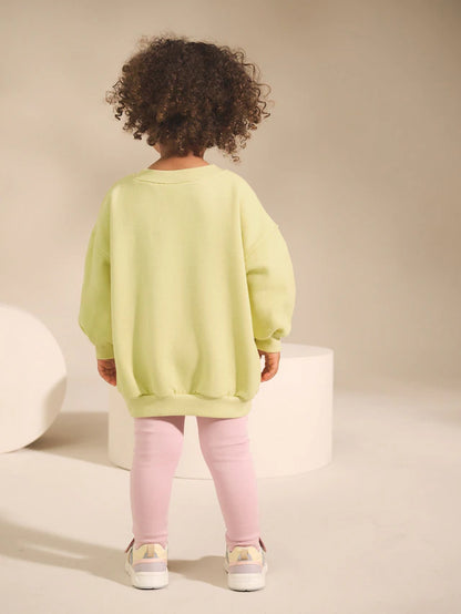 |Girl| Moletom Com Gola Redonda e Estampa De Maçã Verde-Limão (3 meses a 7 anos)