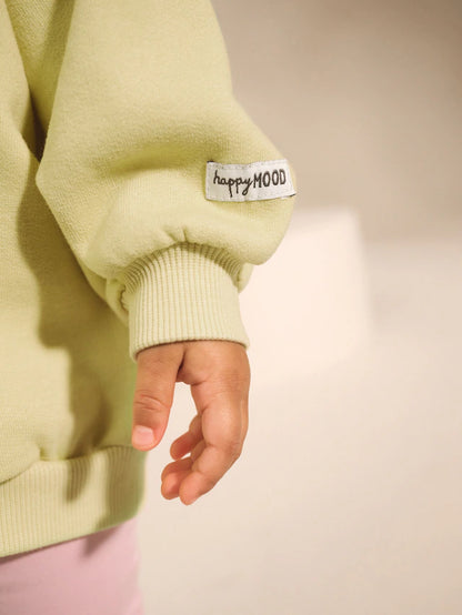 |Girl| Moletom Com Gola Redonda e Estampa De Maçã Verde-Limão (3 meses a 7 anos)