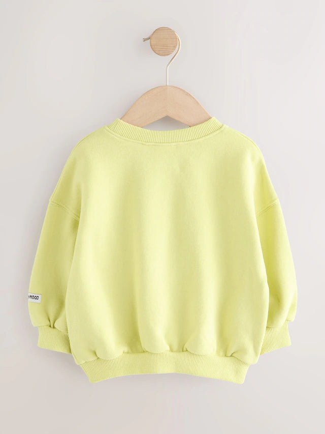 |Girl| Moletom Com Gola Redonda e Estampa De Maçã Verde-Limão (3 meses a 7 anos)