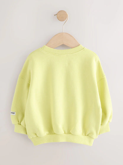 |Girl| Moletom Com Gola Redonda e Estampa De Maçã Verde-Limão (3 meses a 7 anos)