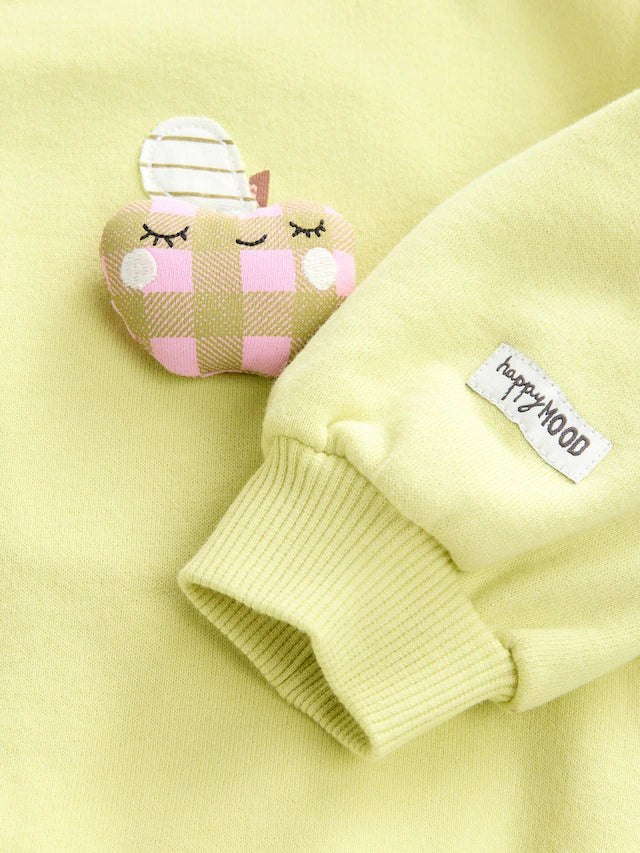 |Girl| Moletom Com Gola Redonda e Estampa De Maçã Verde-Limão (3 meses a 7 anos)