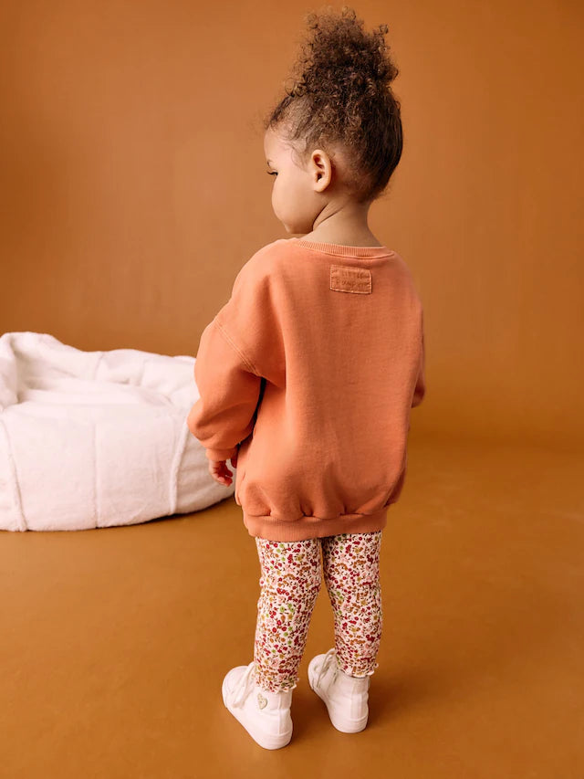 |Girl| Conjunto De Moletom e Leggings De Abóbora Laranja De Halloween (3 meses a 7 anos)