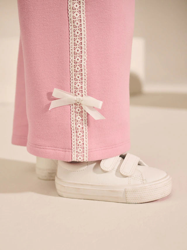 |Girl| Conjunto De Moletom Barbie Creme/Rosa e Calça Jogger De Perna Larga (3 meses a 7 anos)