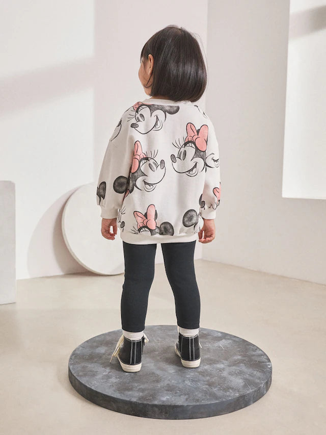 |Girl| Conjunto De Moletom e Leggings Disney Minnie Mouse Creme (3 meses a 7 anos)