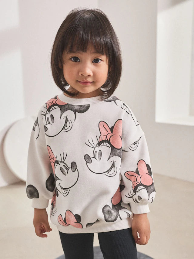 |Girl| Conjunto De Moletom e Leggings Disney Minnie Mouse Creme (3 meses a 7 anos)