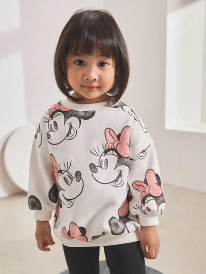 |Girl| Conjunto De Moletom e Leggings Disney Minnie Mouse Creme (3 meses a 7 anos)