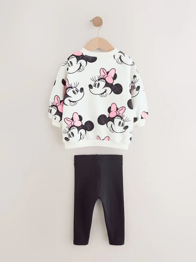 |Girl| Conjunto De Moletom e Leggings Disney Minnie Mouse Creme (3 meses a 7 anos)