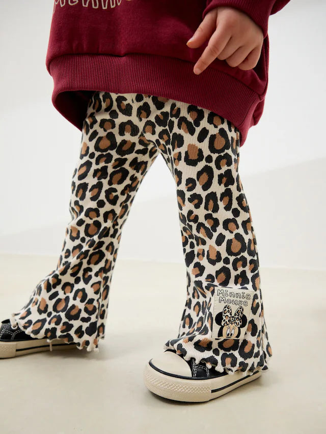 |Girl| Conjunto De Moletom e Legging Flare Minnie Mouse Com Oncinha Vermelha Bordô (3 meses a 7 anos)