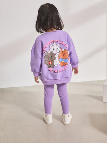 |Girl| Conjunto De Moletom e Leggings Lilás Roxo Disney Aristocats (3 meses a 7 anos)